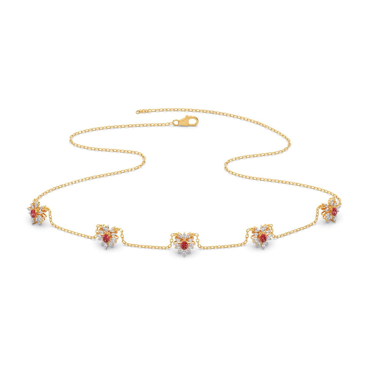 Pink-Tourmaline colourstone diamond Necklace