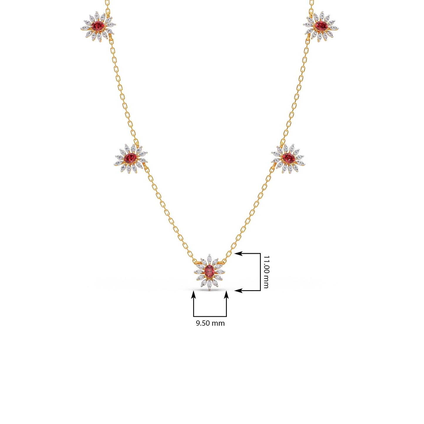 Pink-Tourmaline colourstone diamond Necklace