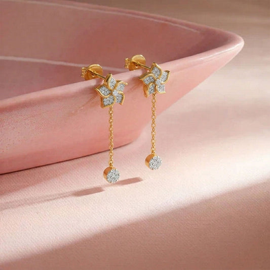 Aster Pave Diamond Dangle Earrings