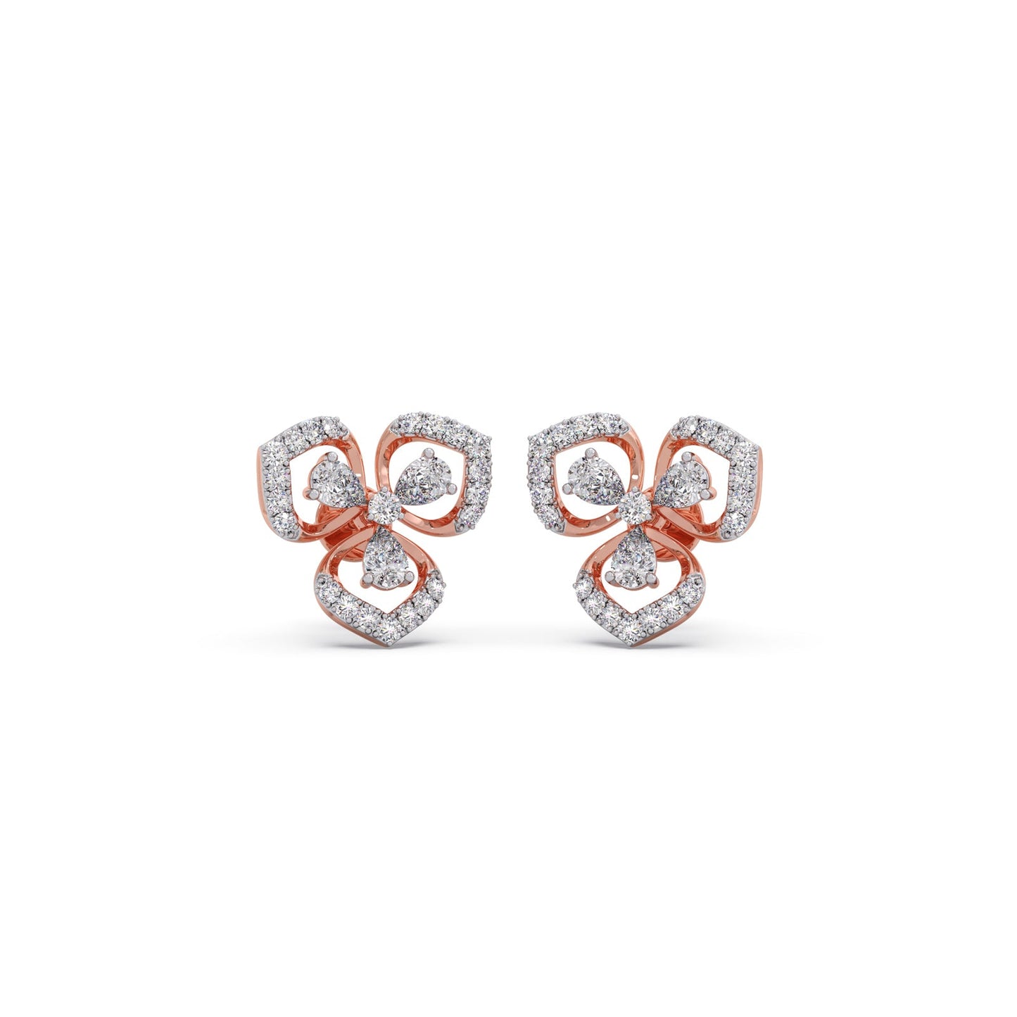 Petal Silhouette Diamond Studs Earring