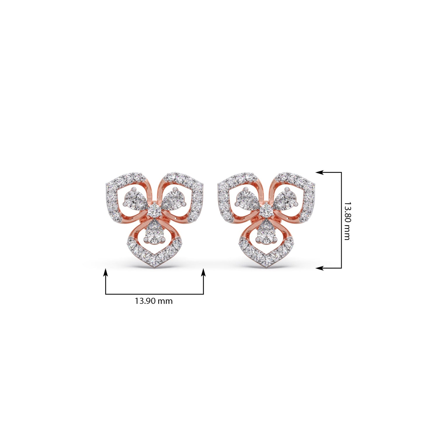 Petal Silhouette Diamond Studs Earring