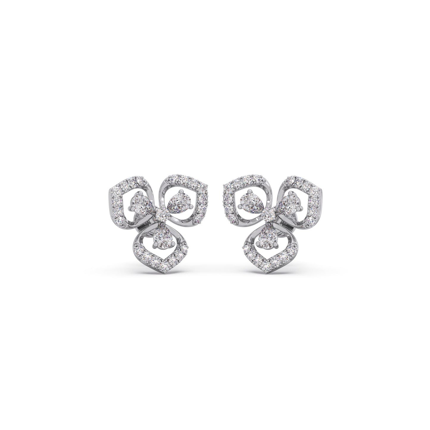 Petal Silhouette Diamond Studs Earring