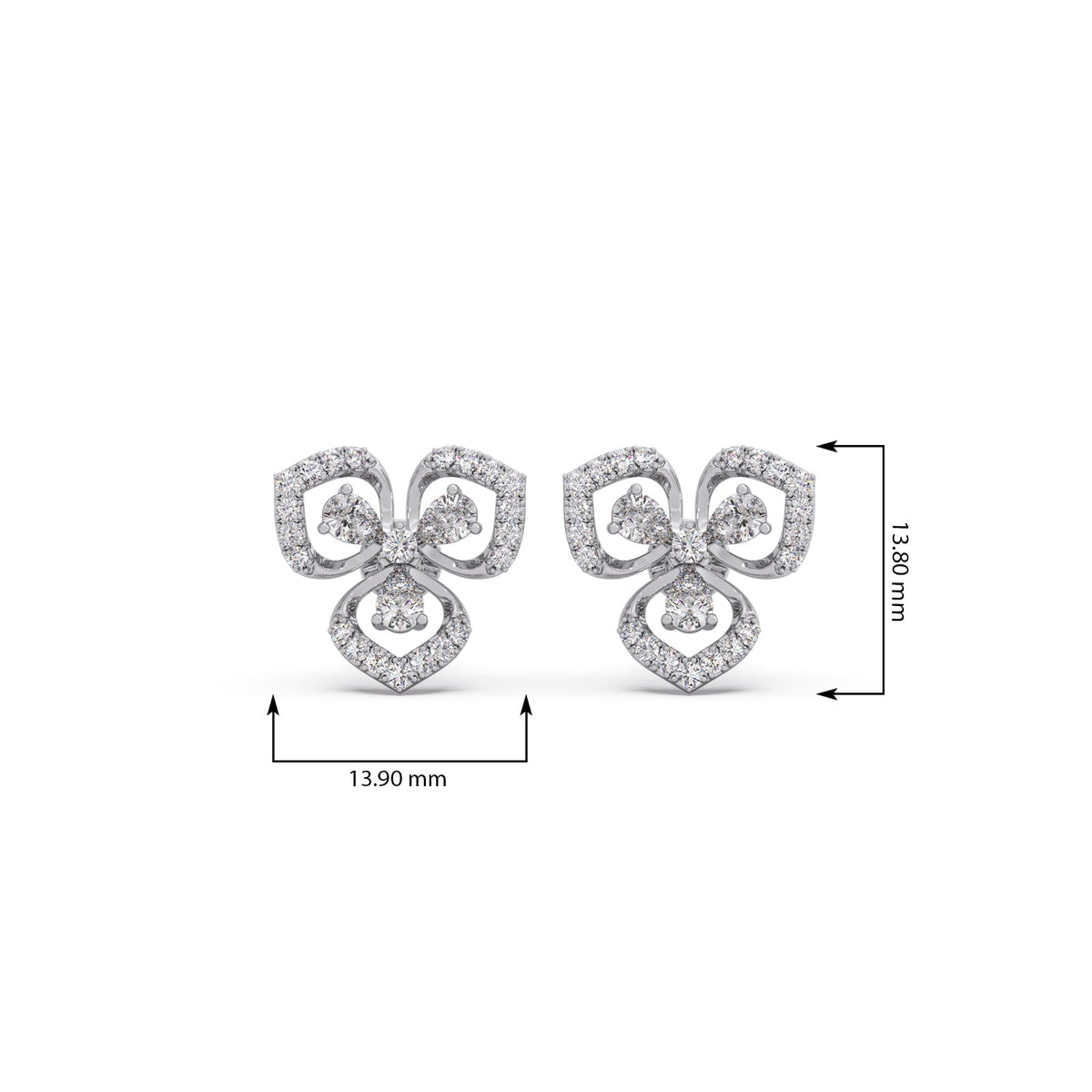 Petal Silhouette Diamond Studs Earring