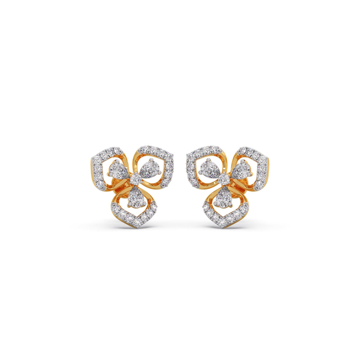 Petal Silhouette Diamond Studs Earring