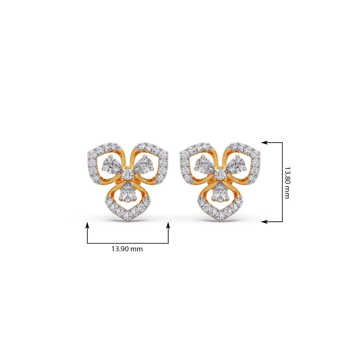 Petal Silhouette Diamond Studs Earring