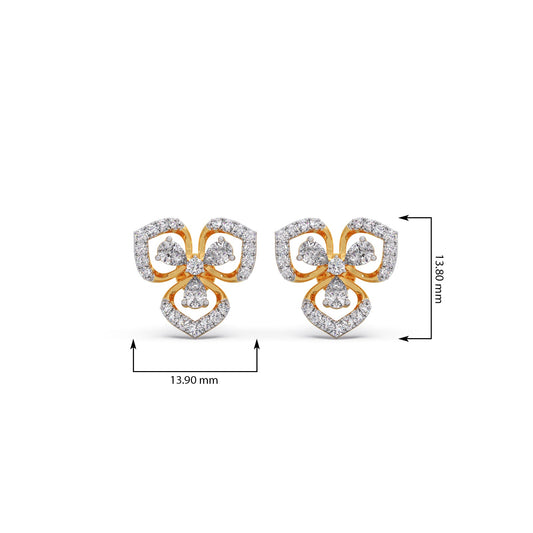 Petal Silhouette Diamond Studs Earring