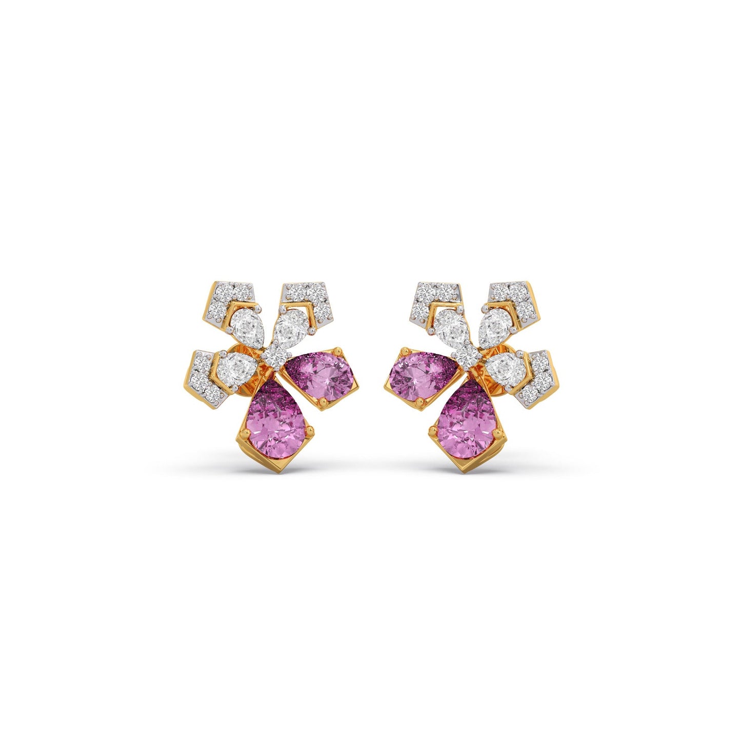 Flora Teardrop Diamond Stud Earrings
