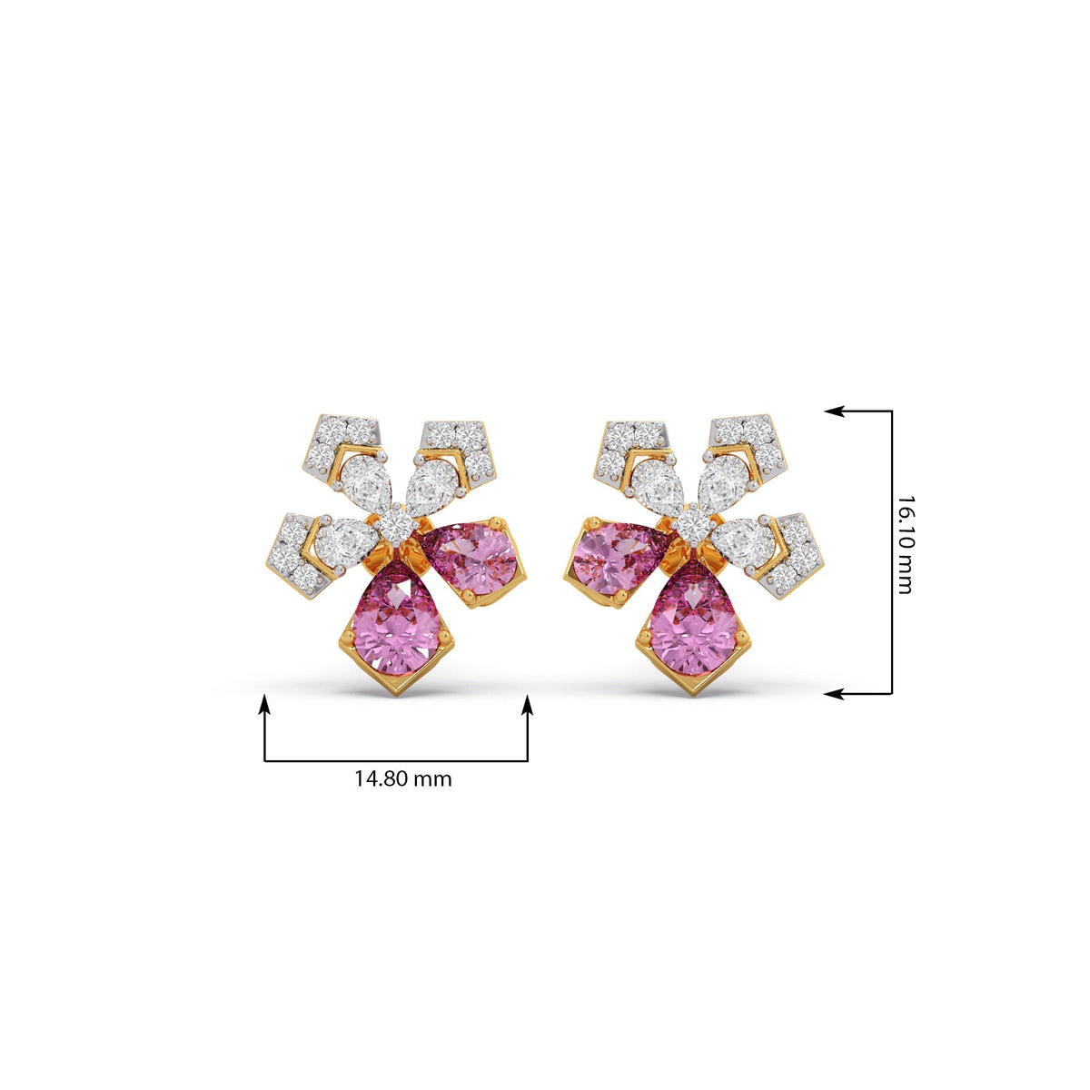 Flora Teardrop Diamond Stud Earrings