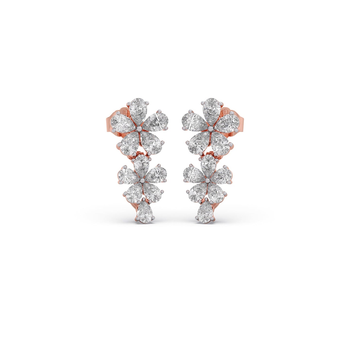 Floret Sparkling Diamond Drop Earrings