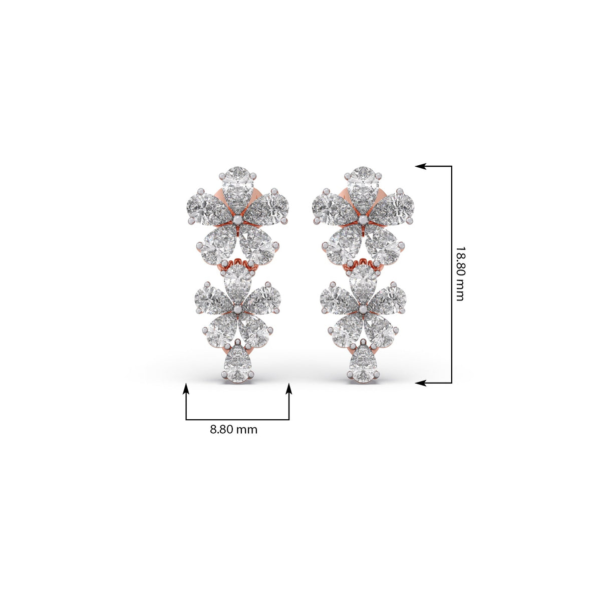 Floret Sparkling Diamond Drop Earrings