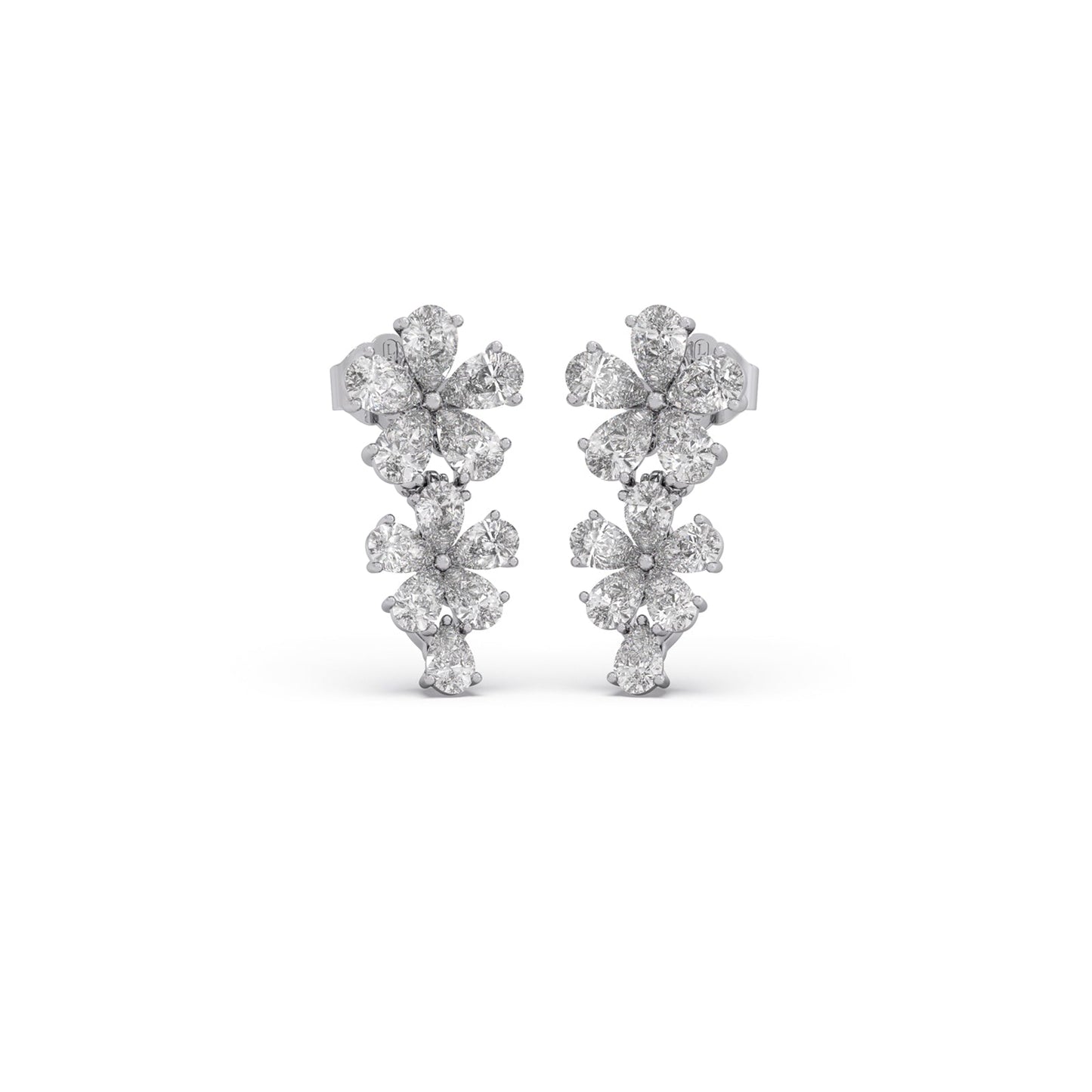 Floret Sparkling Diamond Drop Earrings