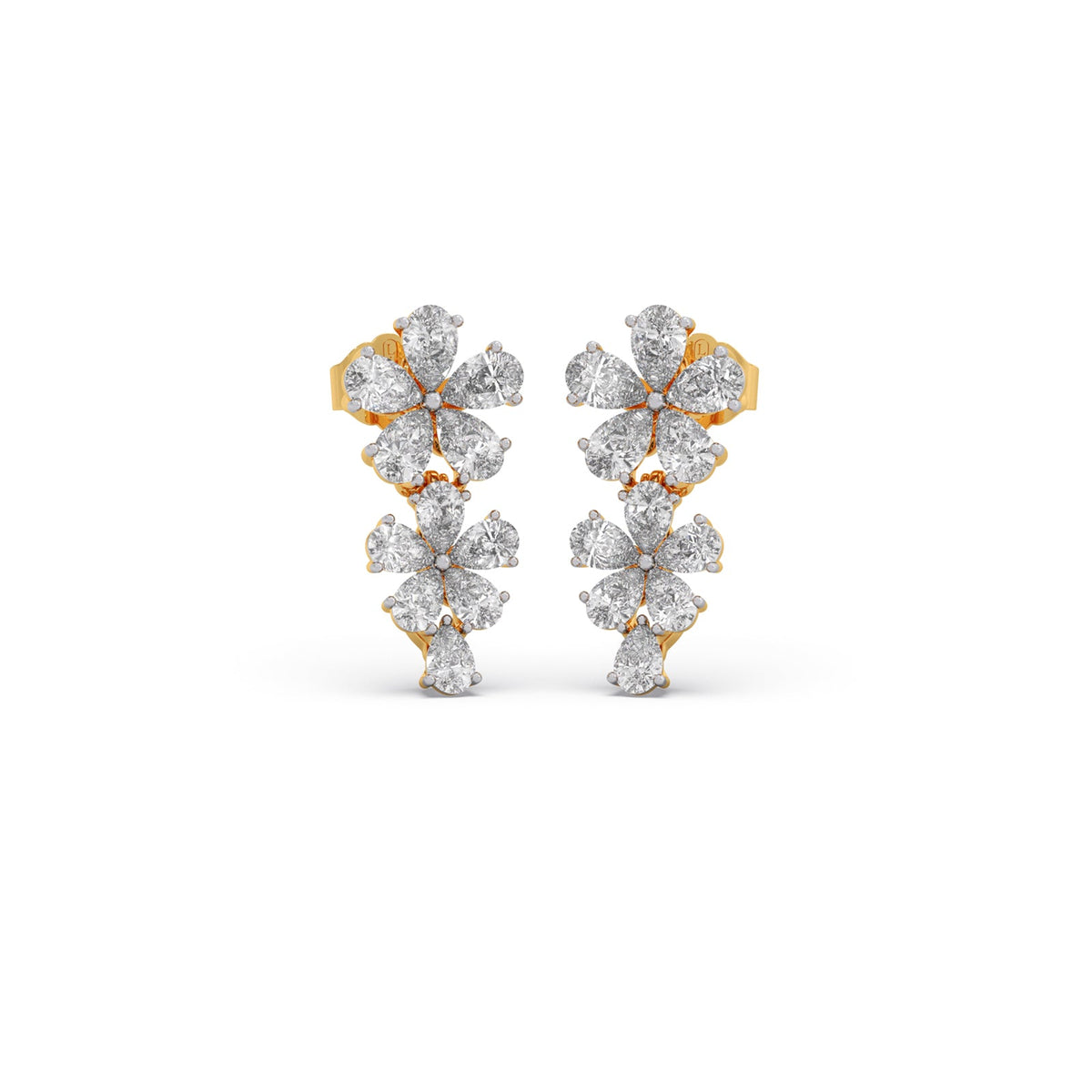Floret Sparkling Diamond Drop Earrings
