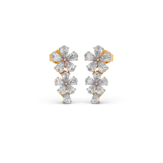 Floret Sparkling Diamond Drop Earrings