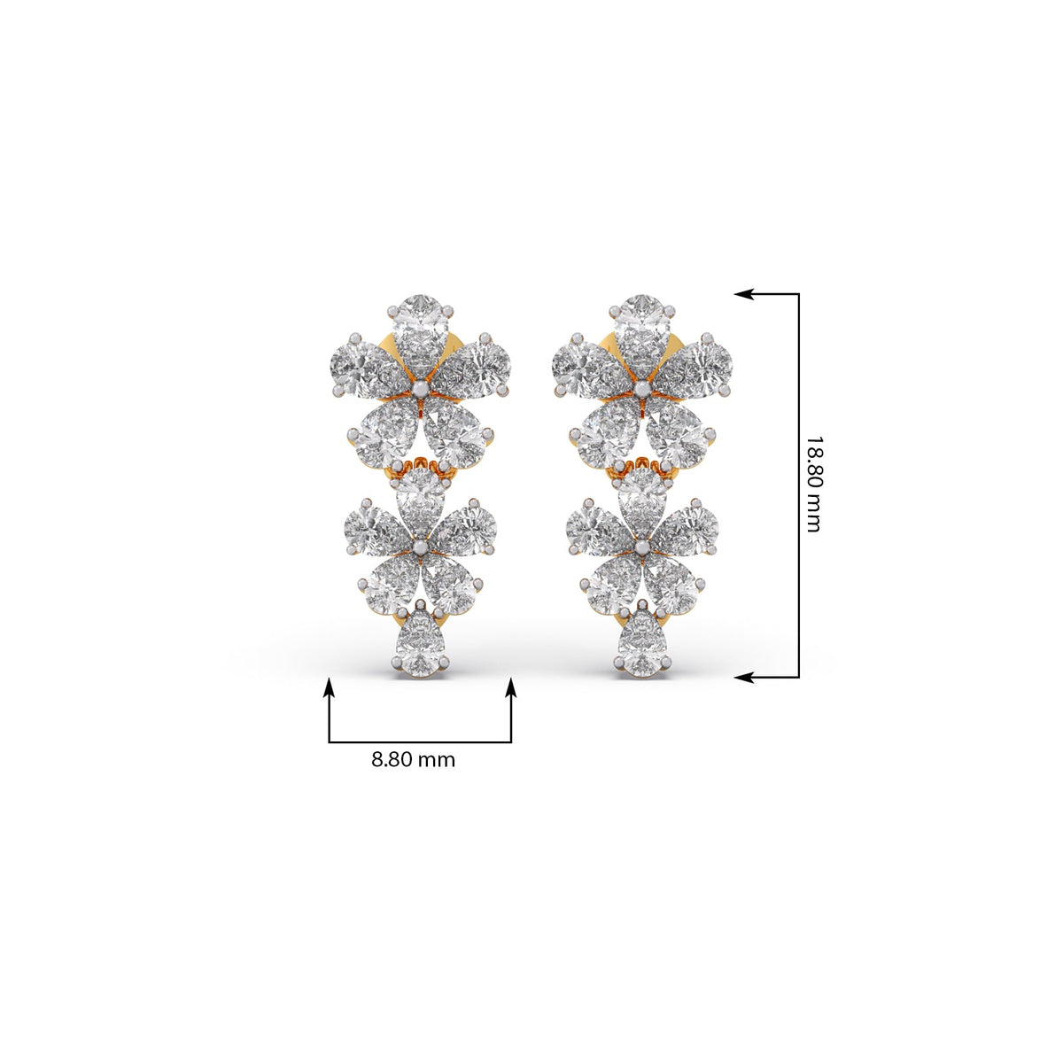 Floret Sparkling Diamond Drop Earrings