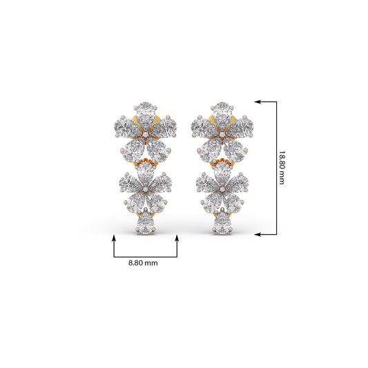 Floret Sparkling Diamond Drop Earrings