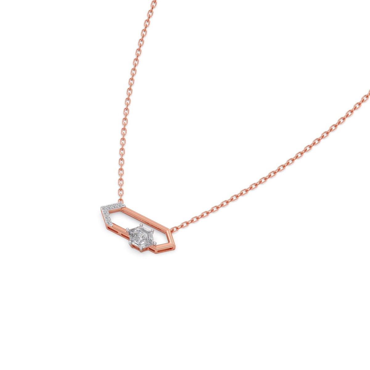 0.81 ct Glacier Hexa Solitaire Chain Necklace