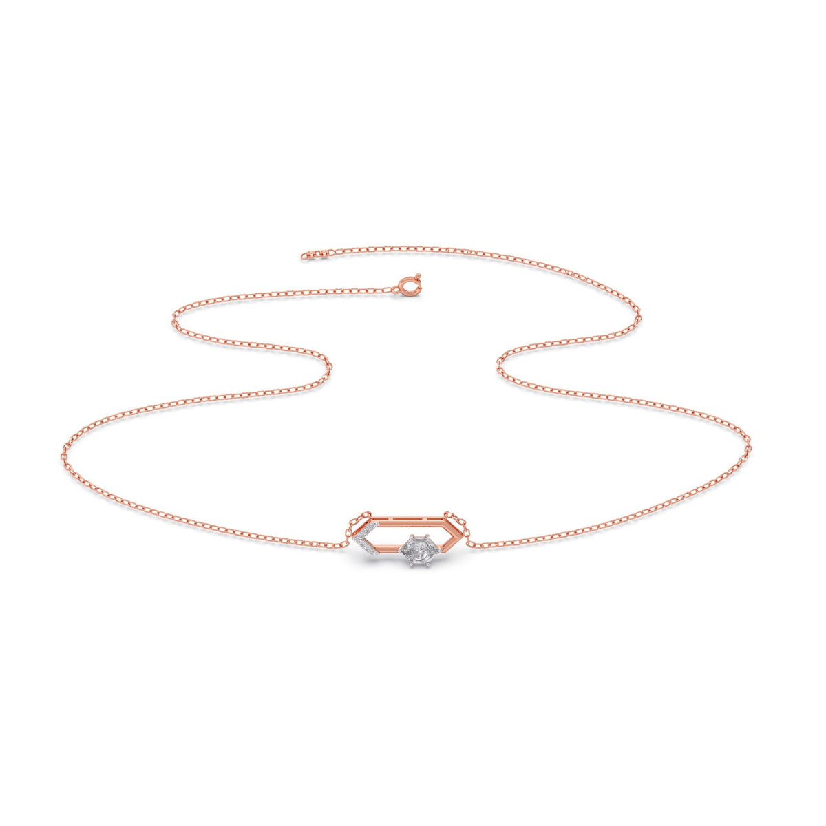 0.81 ct Glacier Hexa Solitaire Chain Necklace