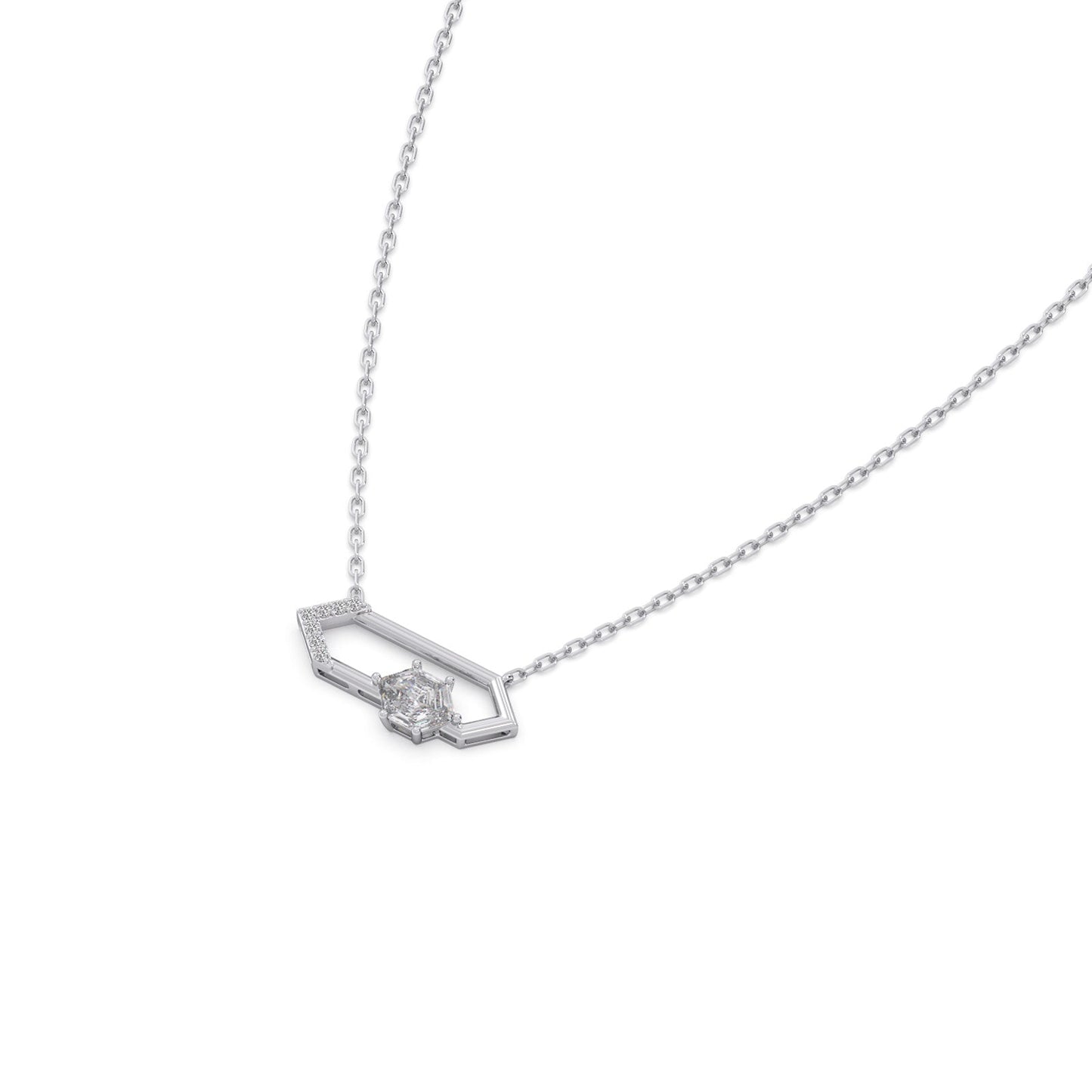 0.81 ct Glacier Hexa Solitaire Chain Necklace