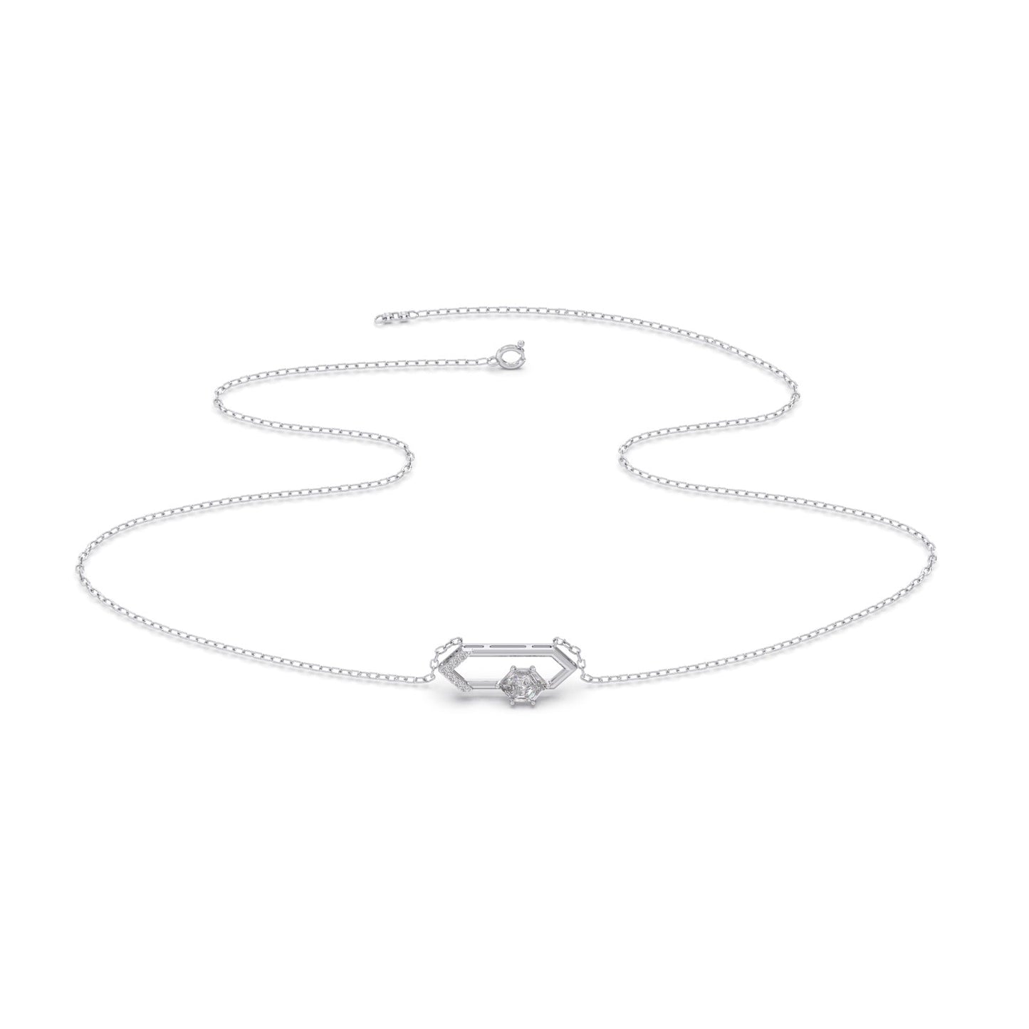 0.81 ct Glacier Hexa Solitaire Chain Necklace