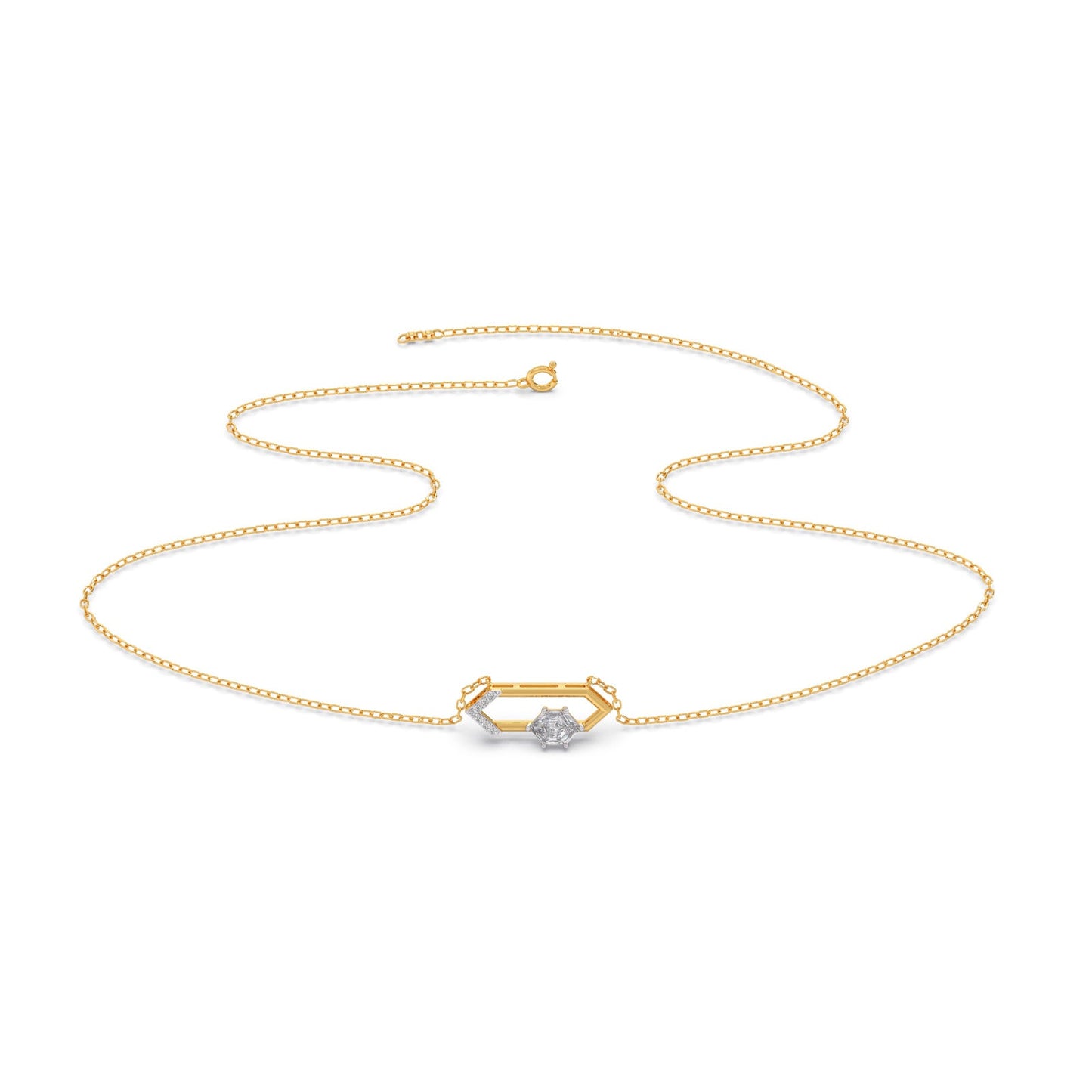 0.81 ct Glacier Hexa Solitaire Chain Necklace