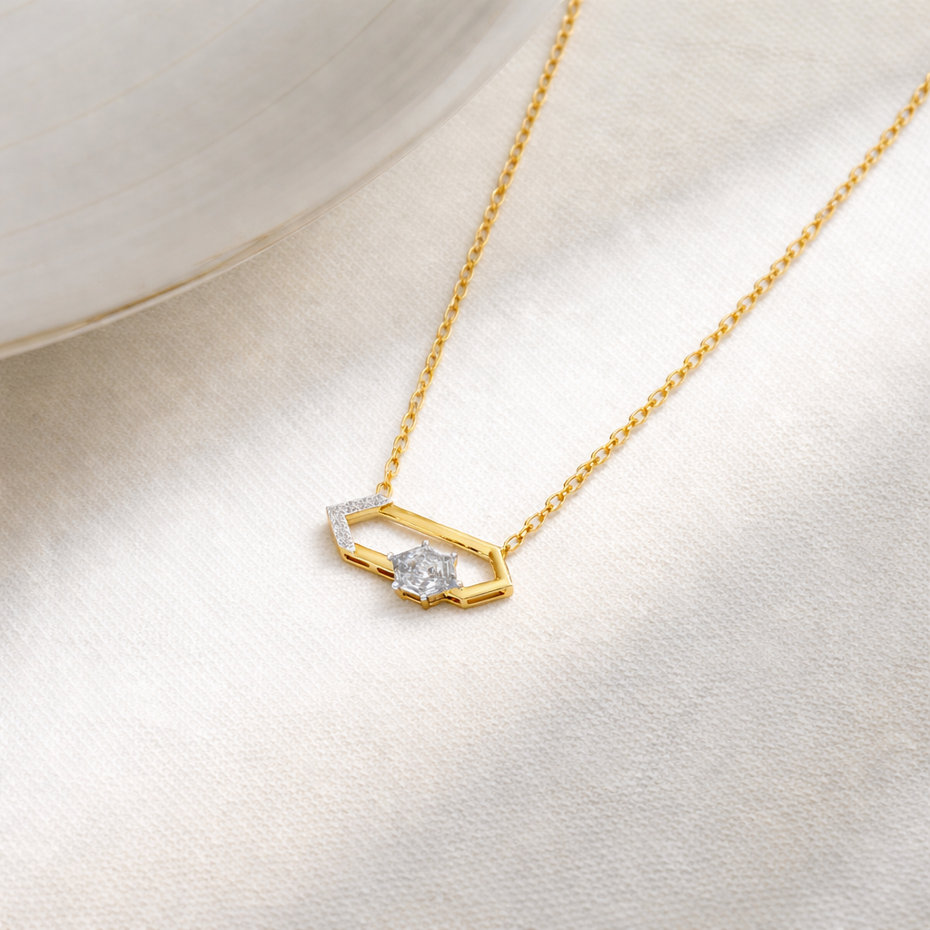 0.81 ct Glacier Hexa Solitaire Chain Necklace