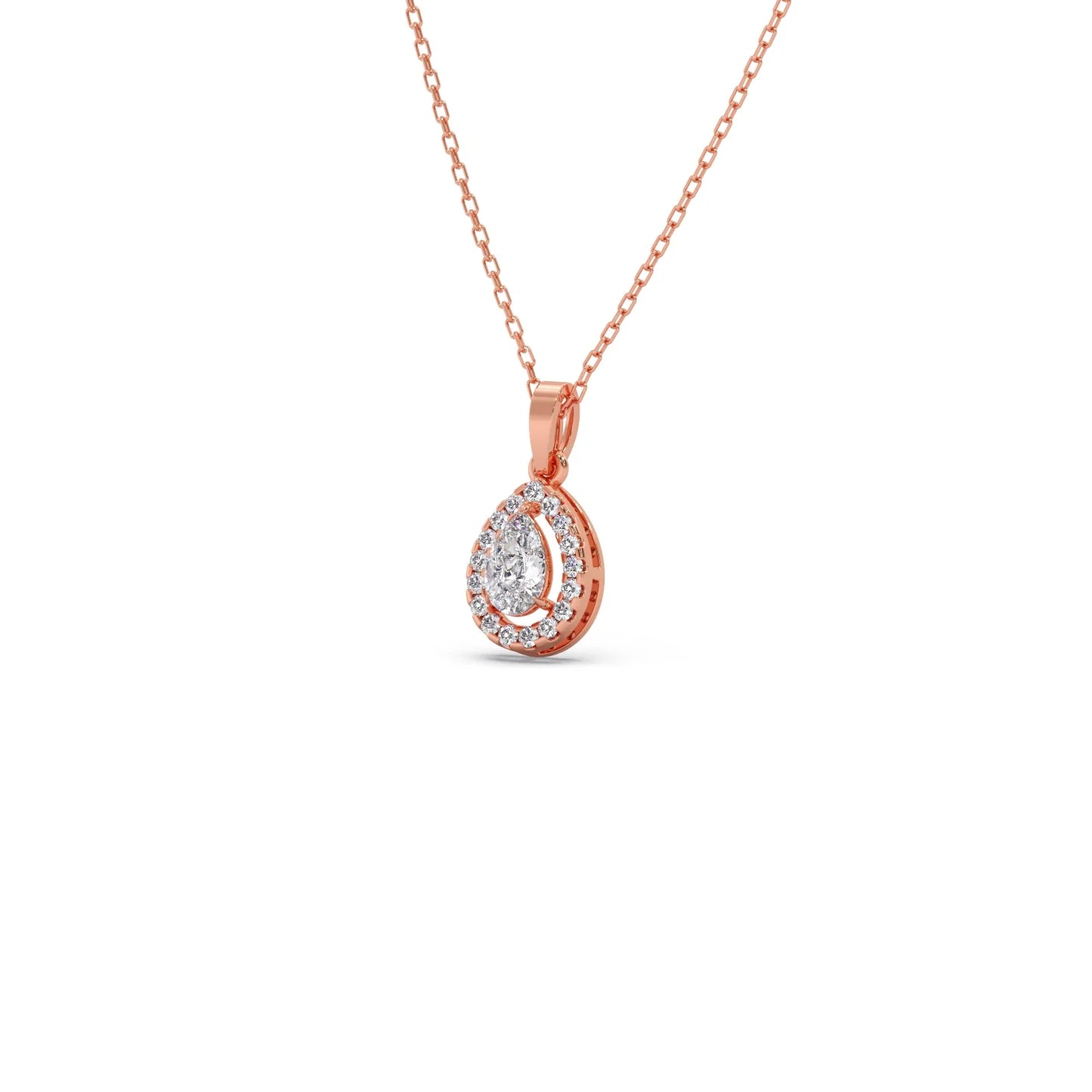 Gold Pear Halo Diamond Pendant