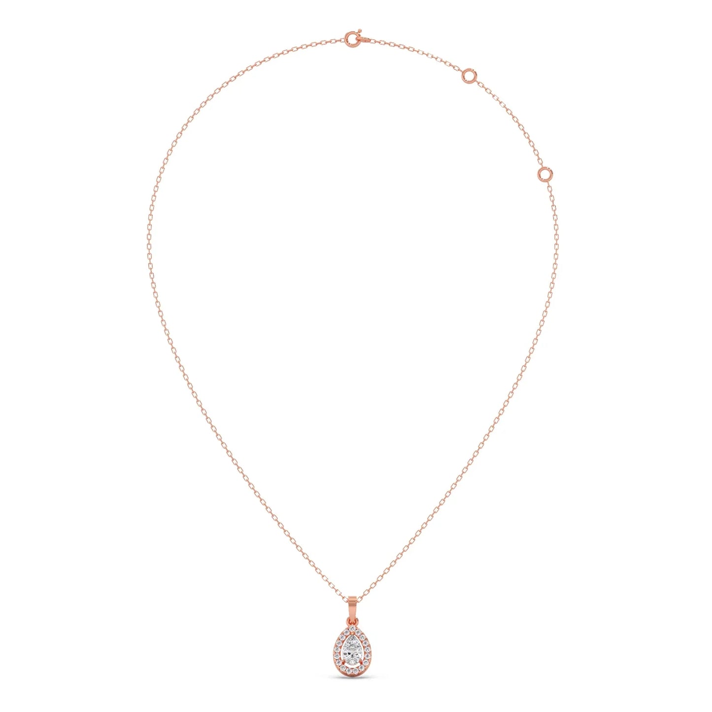 Gold Pear Halo Diamond Pendant