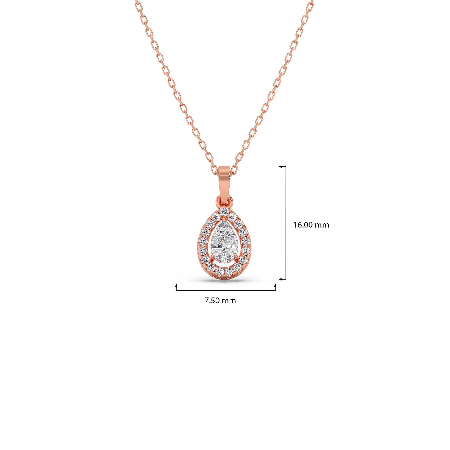 Gold Pear Halo Diamond Pendant
