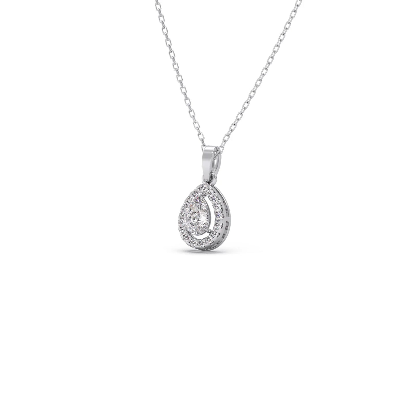 Gold Pear Halo Diamond Pendant