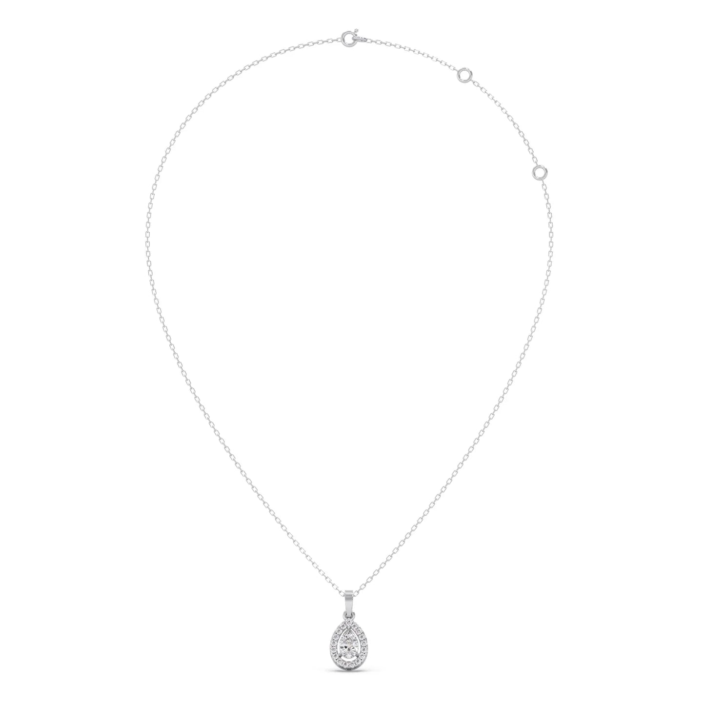 Gold Pear Halo Diamond Pendant