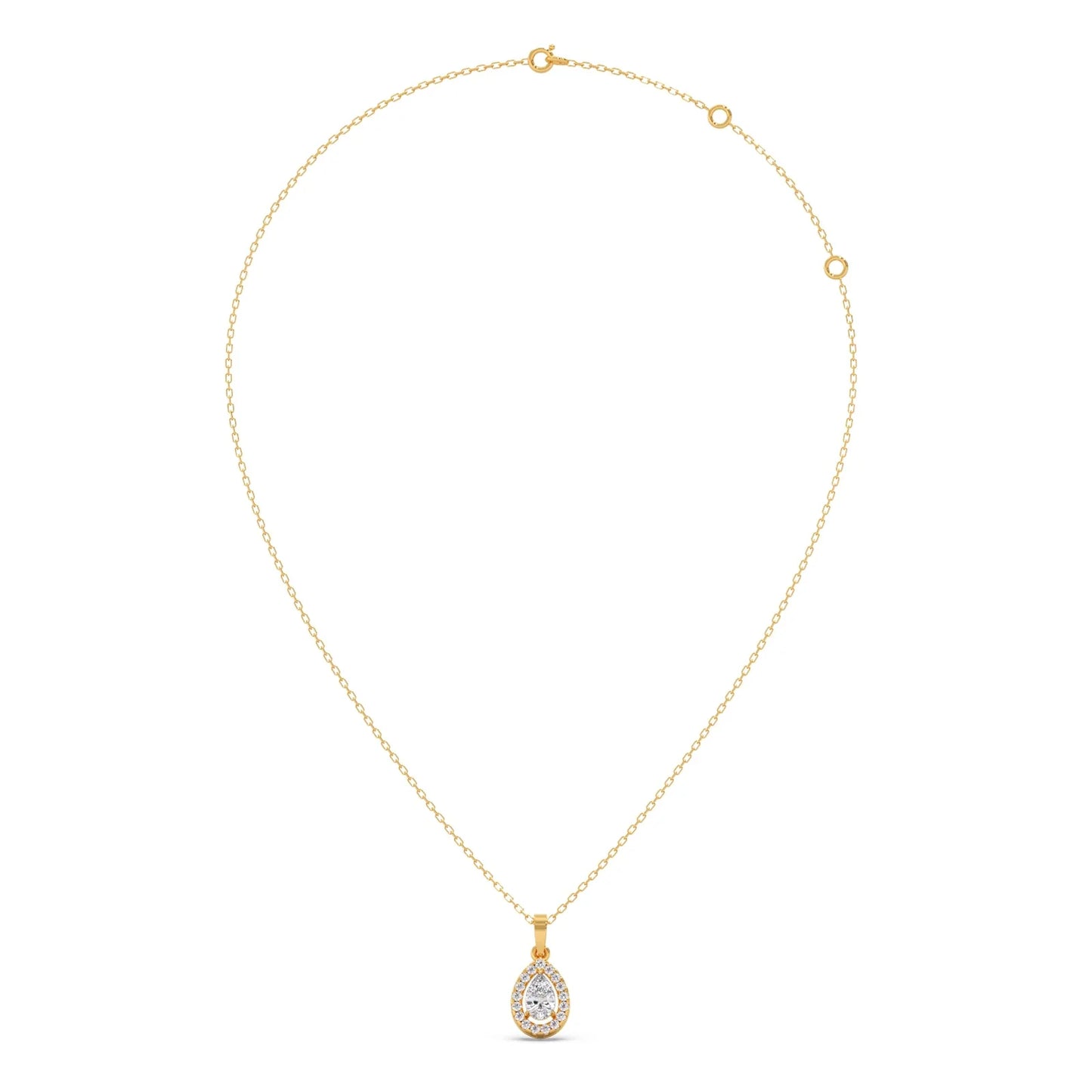 Gold Pear Halo Diamond Pendant