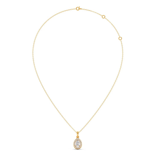 Gold Pear Halo Diamond Pendant