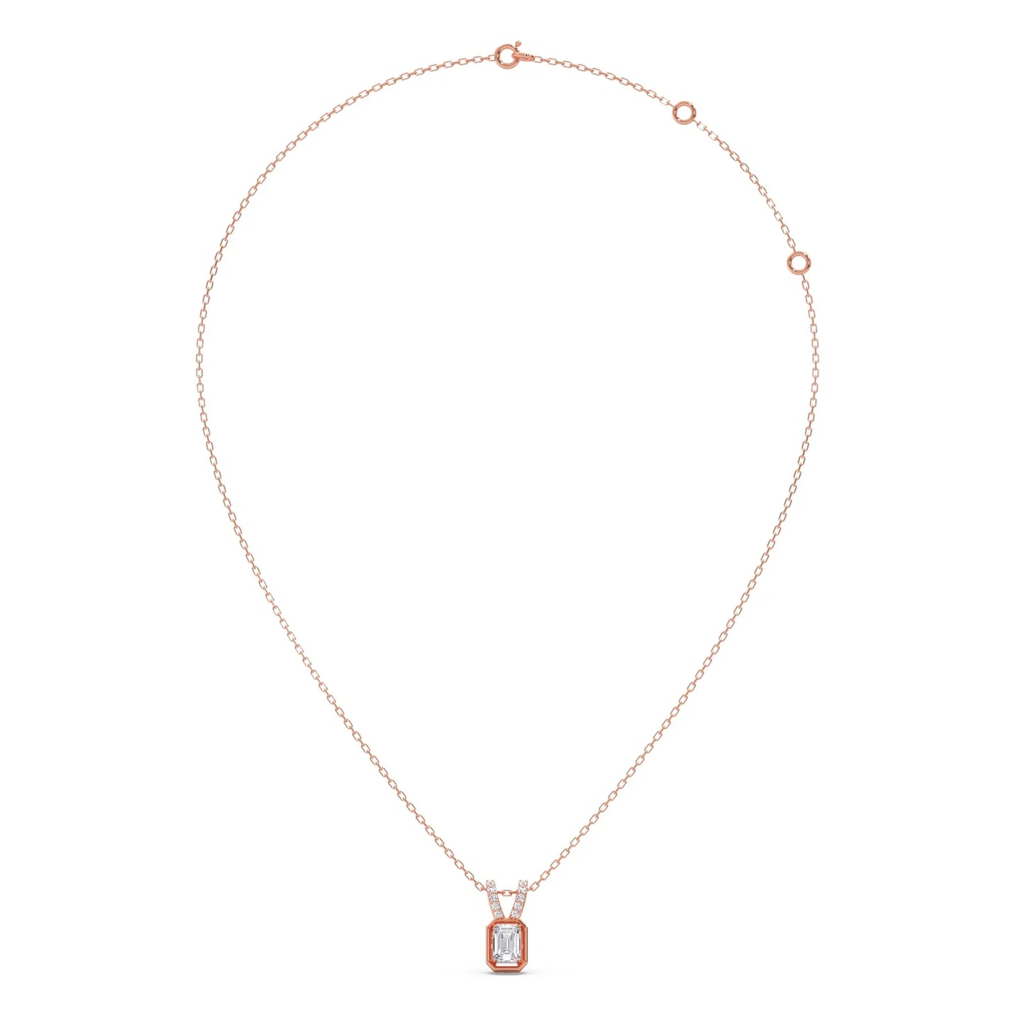 Emerald-Cut Diamond Accent Pendant Necklace