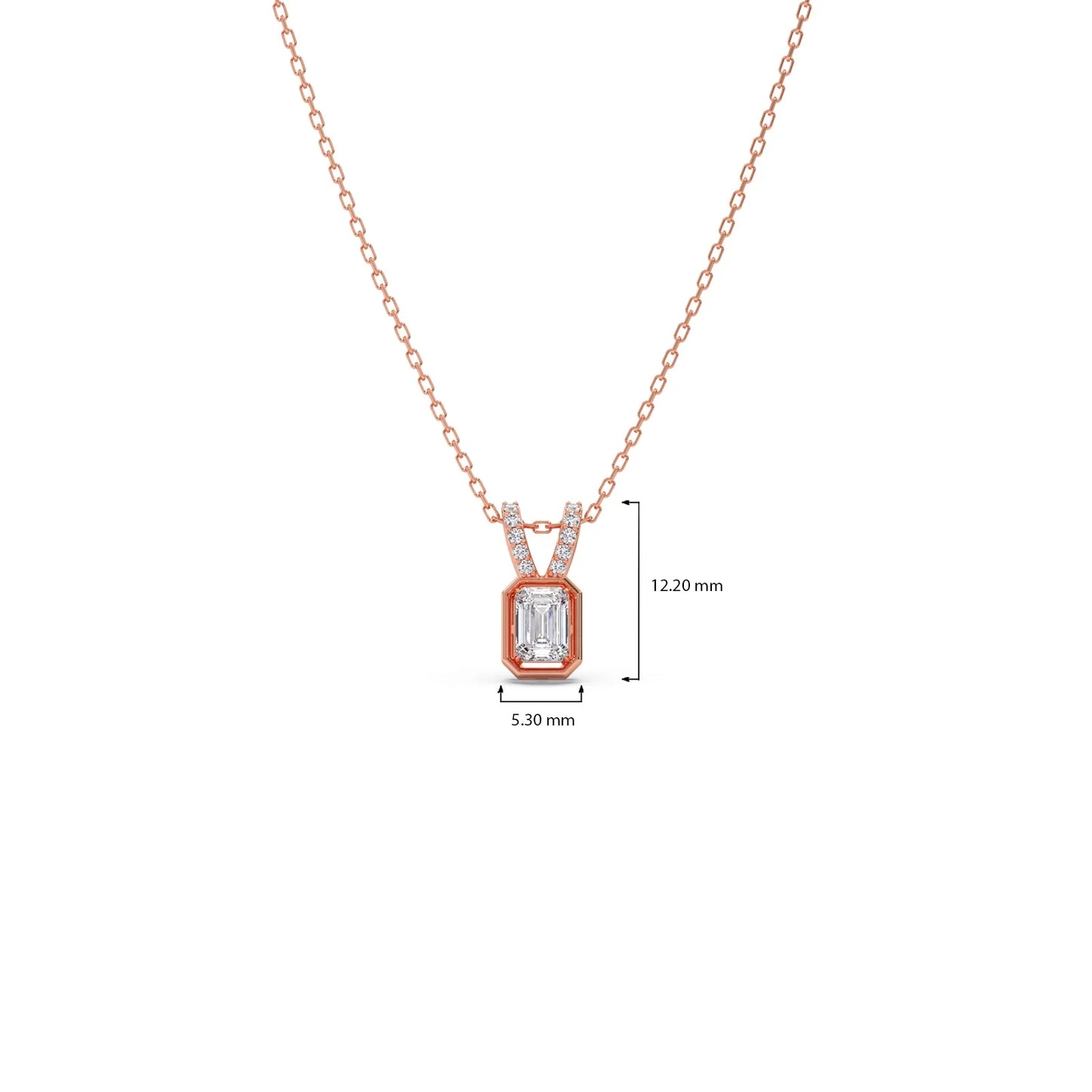 Emerald-Cut Diamond Accent Pendant Necklace
