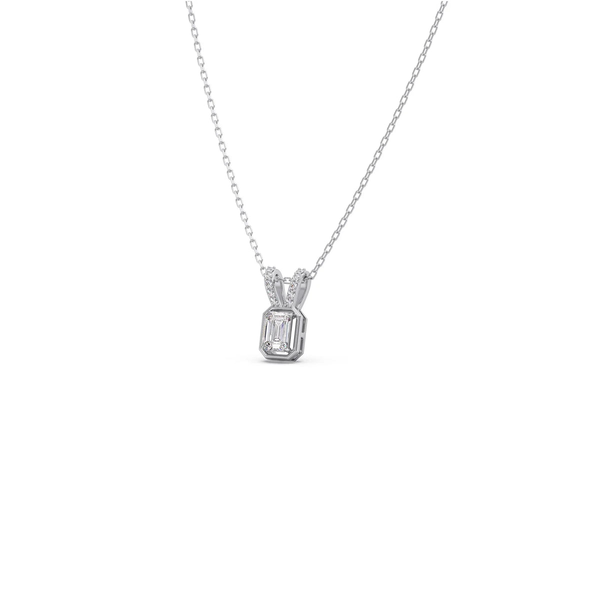 Emerald-Cut Diamond Accent Pendant Necklace