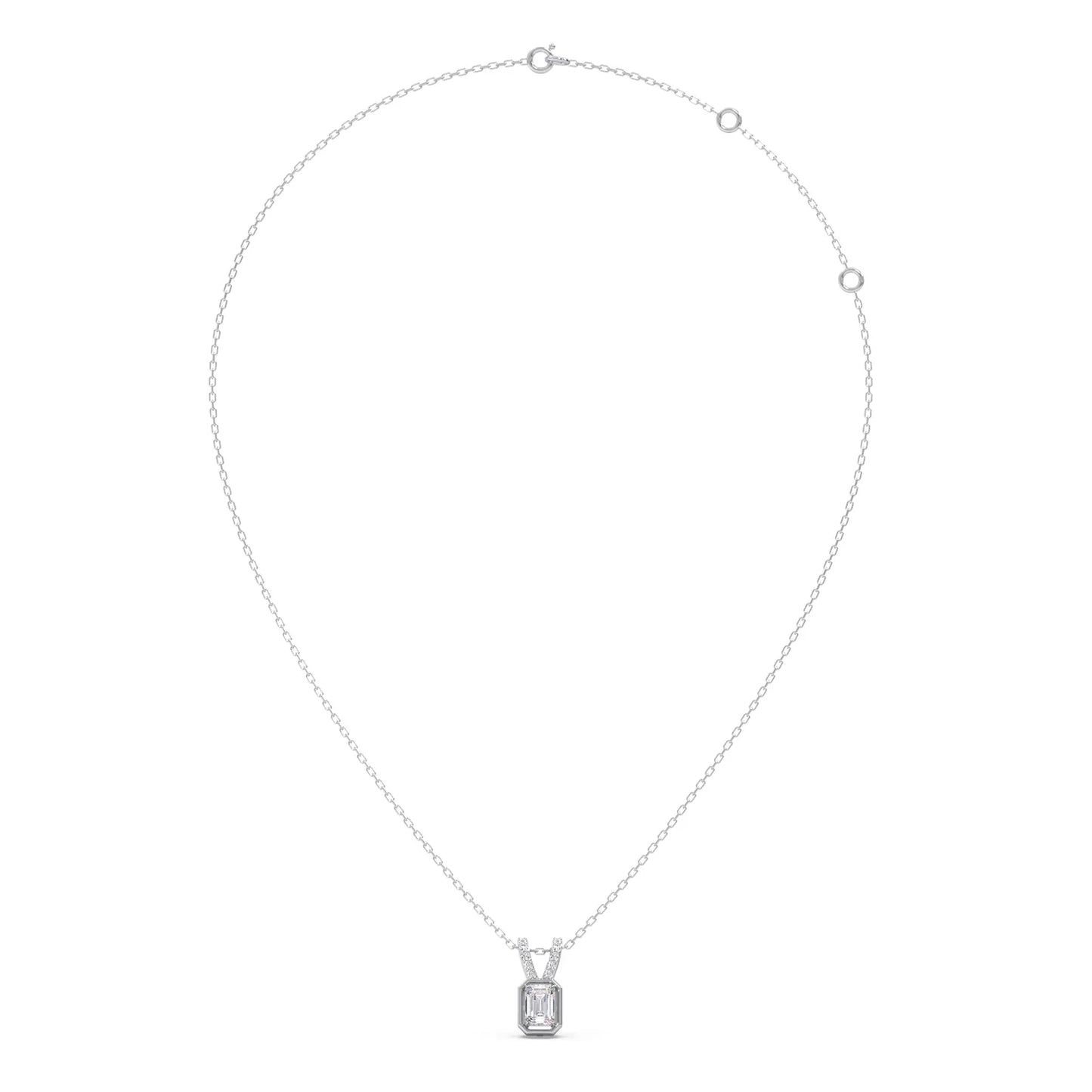 Emerald-Cut Diamond Accent Pendant Necklace