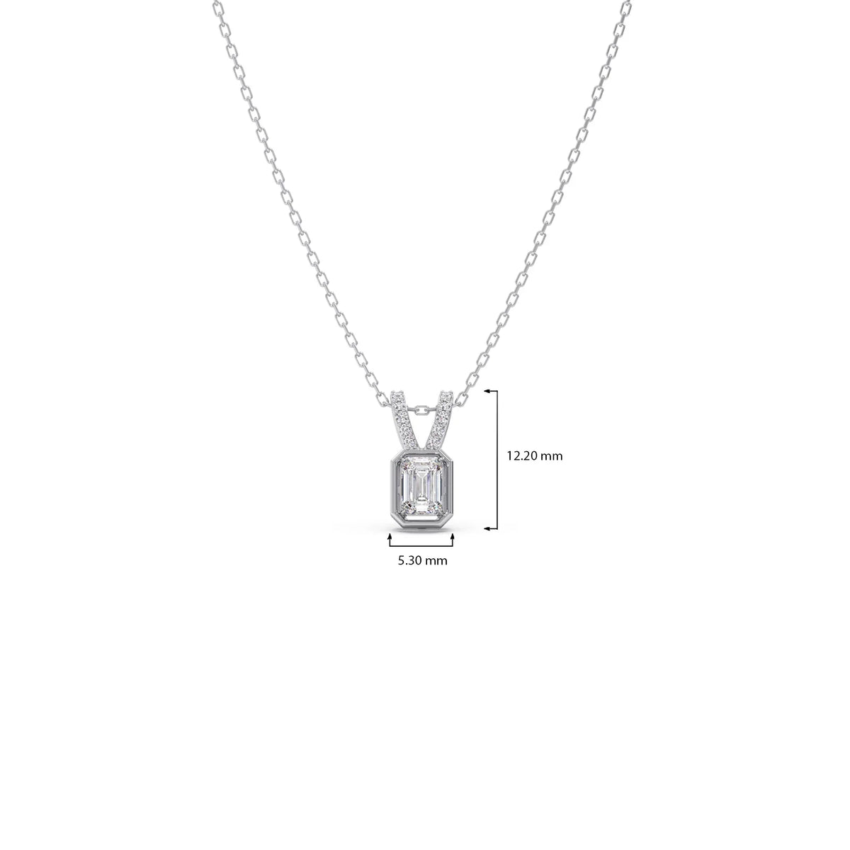 Emerald-Cut Diamond Accent Pendant Necklace
