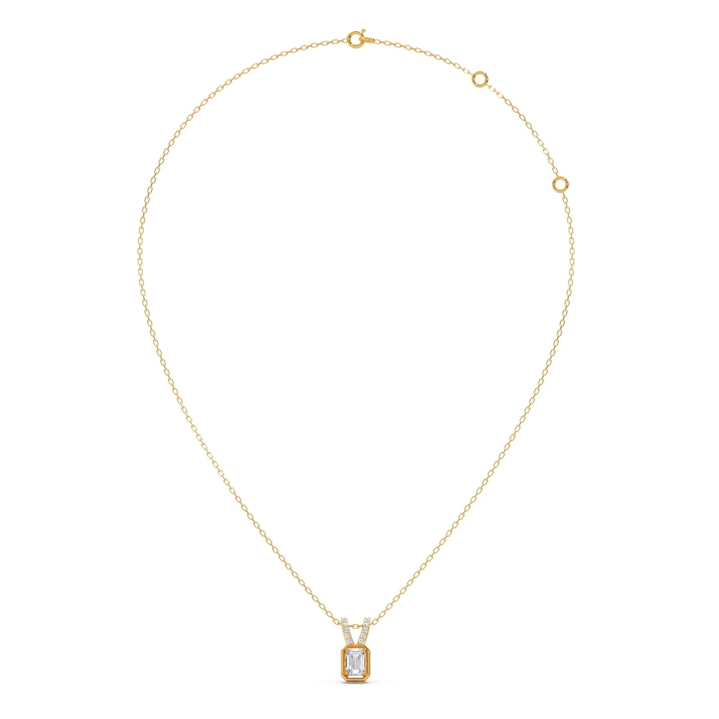 Emerald-Cut Diamond Accent Pendant Necklace