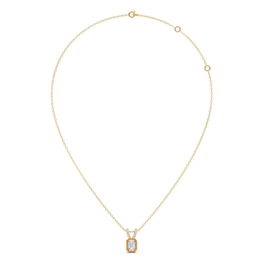 Emerald-Cut Diamond Accent Pendant Necklace