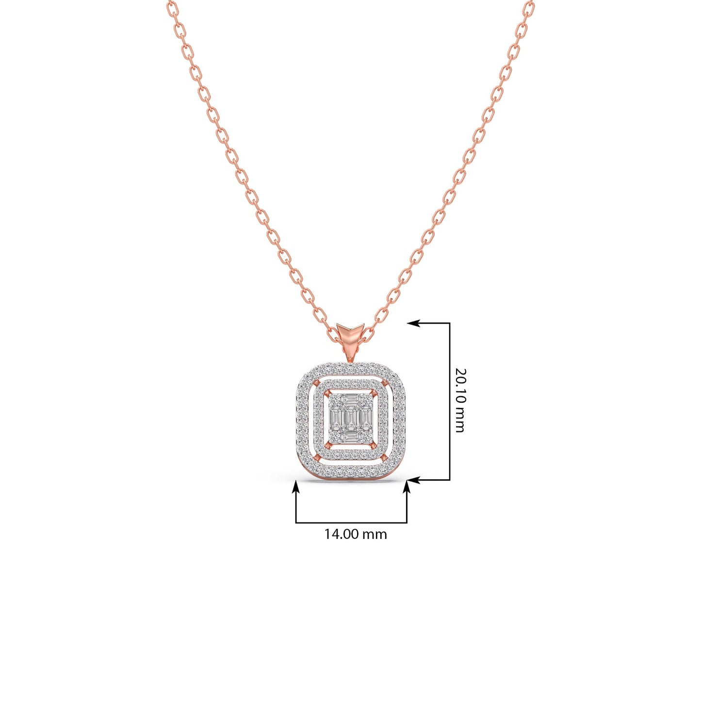 Composite-Set Baguette & Round Halo Pendant