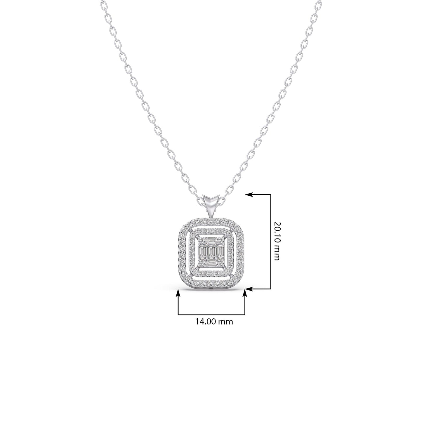 Composite-Set Baguette & Round Halo Pendant