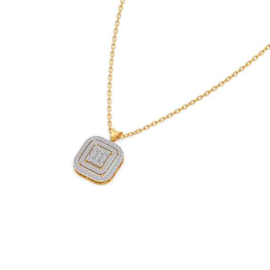 Composite-Set Baguette & Round Halo Pendant