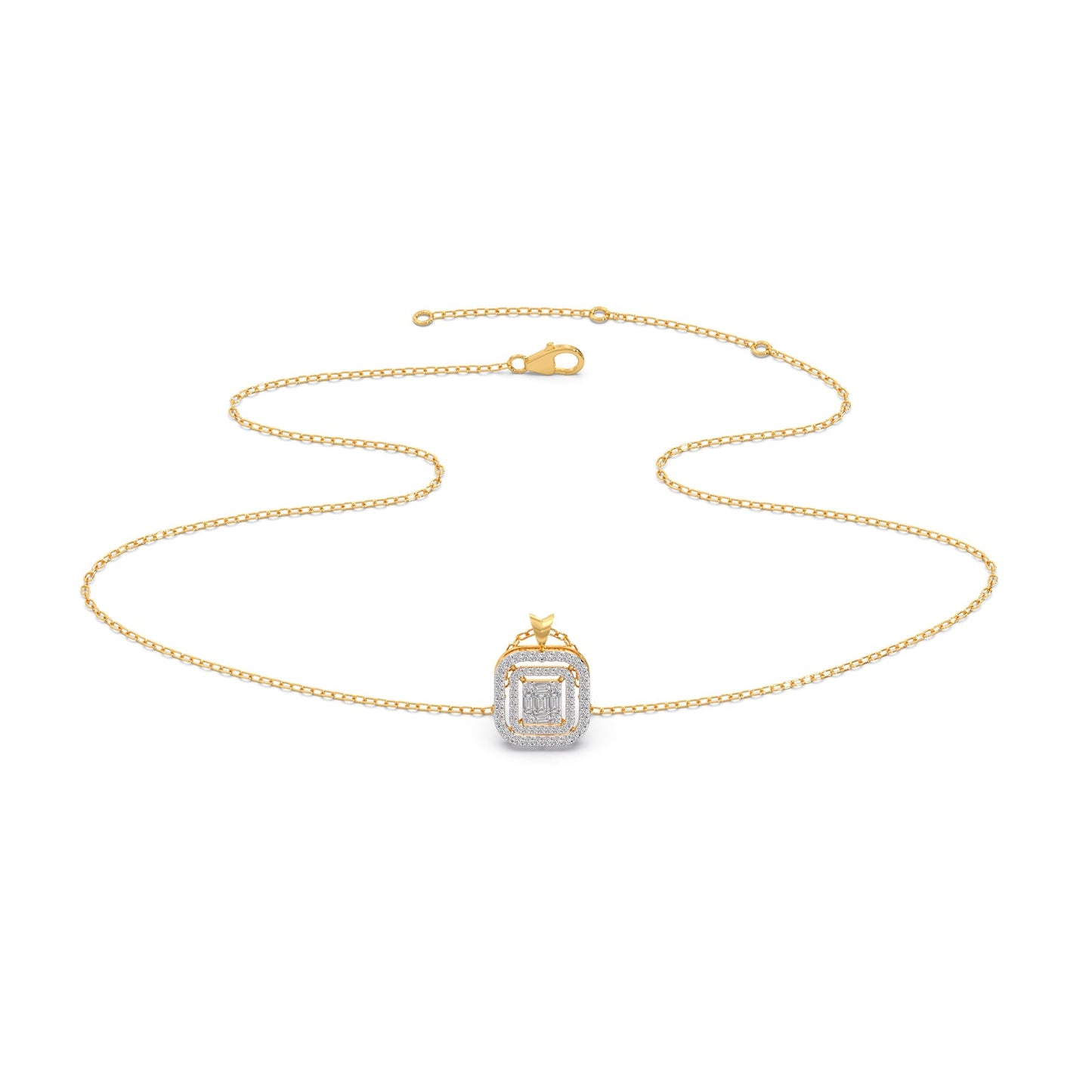 Composite-Set Baguette & Round Halo Pendant