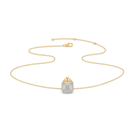 Composite-Set Baguette & Round Halo Pendant