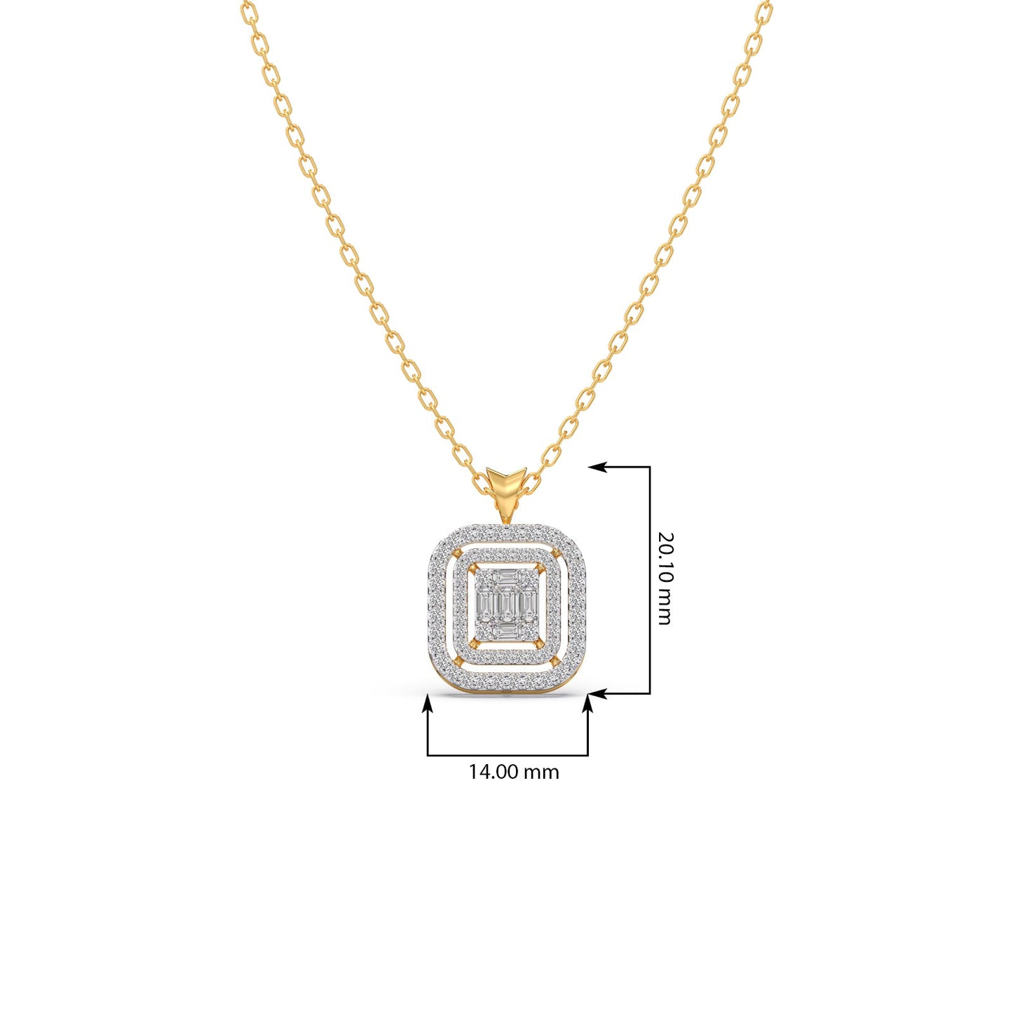 Composite-Set Baguette & Round Halo Pendant