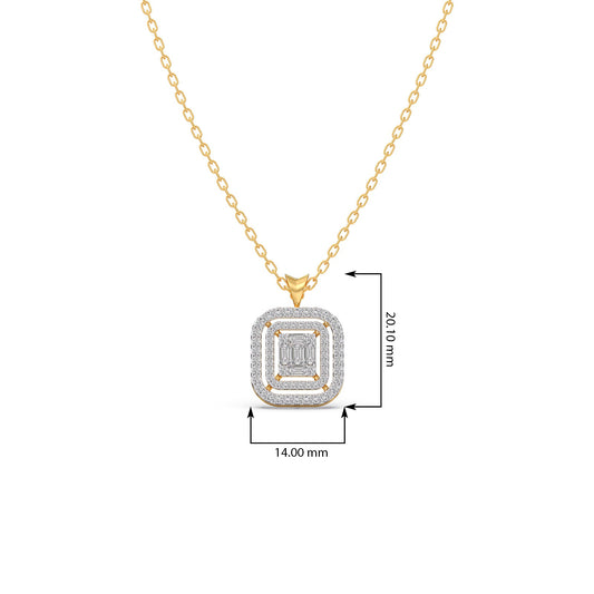 Composite-Set Baguette & Round Halo Pendant