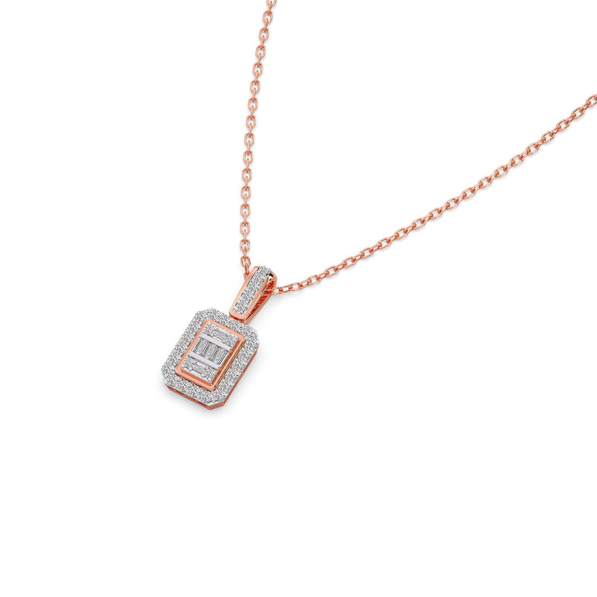 Baguette & Round Diamond Pendant