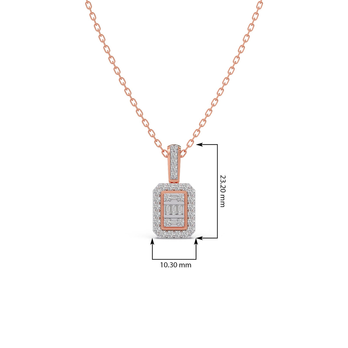 Baguette & Round Diamond Pendant