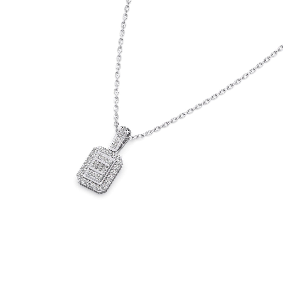 Baguette & Round Diamond Pendant