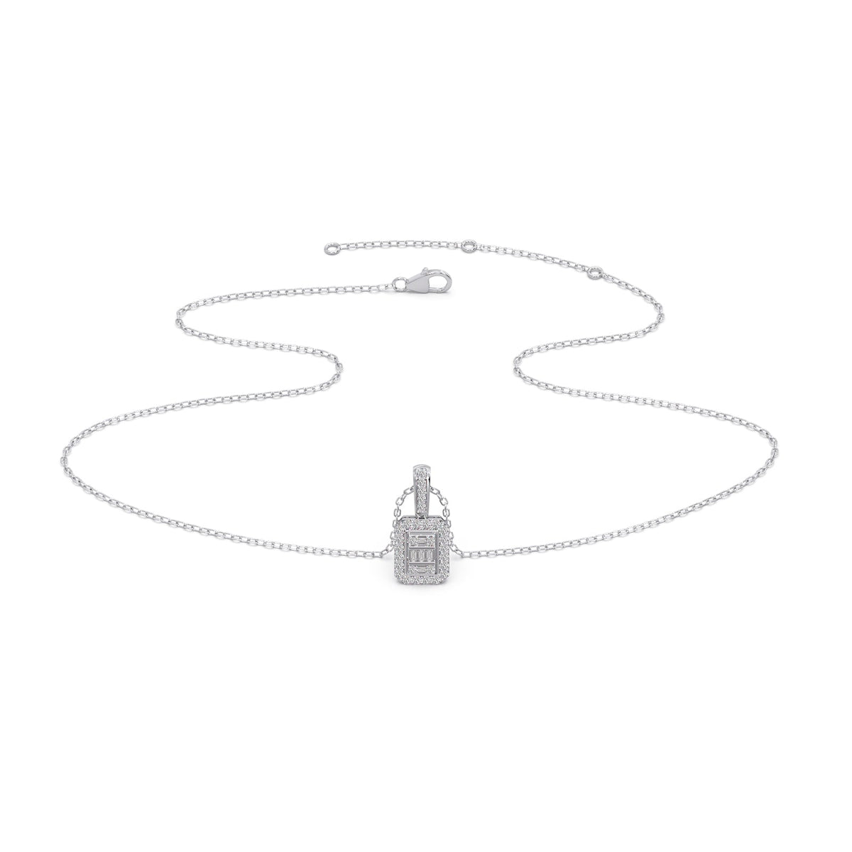 Baguette & Round Diamond Pendant